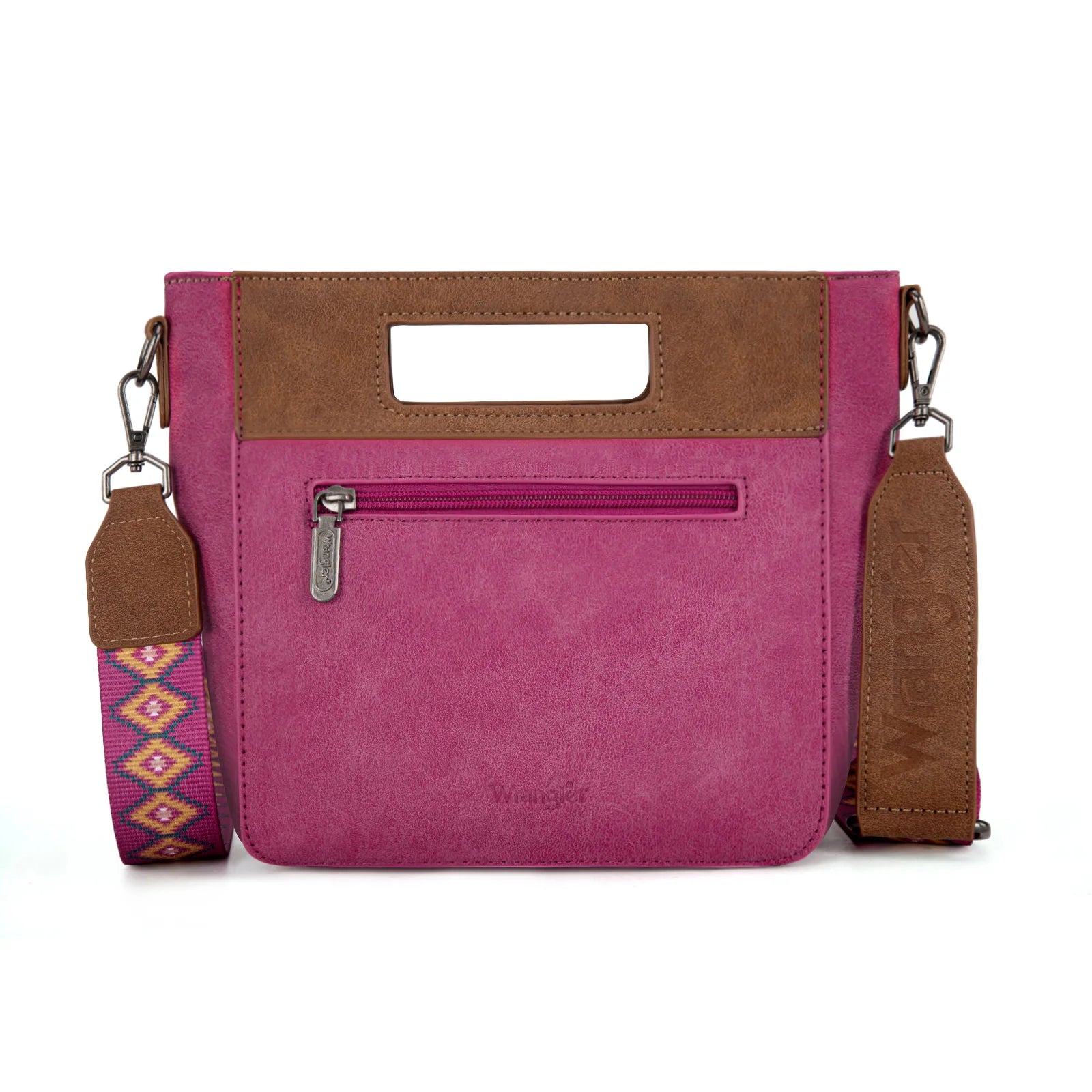 Sac bandoulière brodé Wrangler Aztec - Rose vif