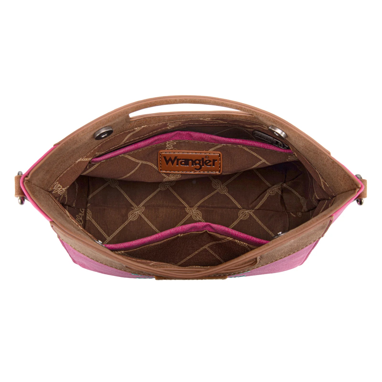 Sac bandoulière brodé Wrangler Aztec - Rose vif