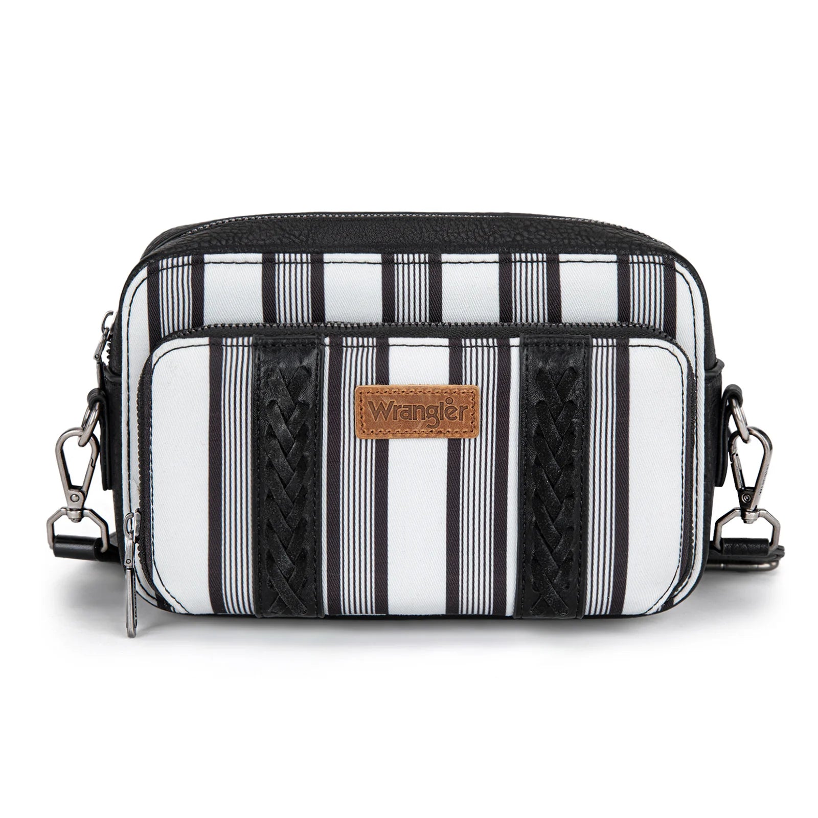 Sac à bandoulière Wrangler à rayures et imprimé avec compartiment portefeuille - Noir