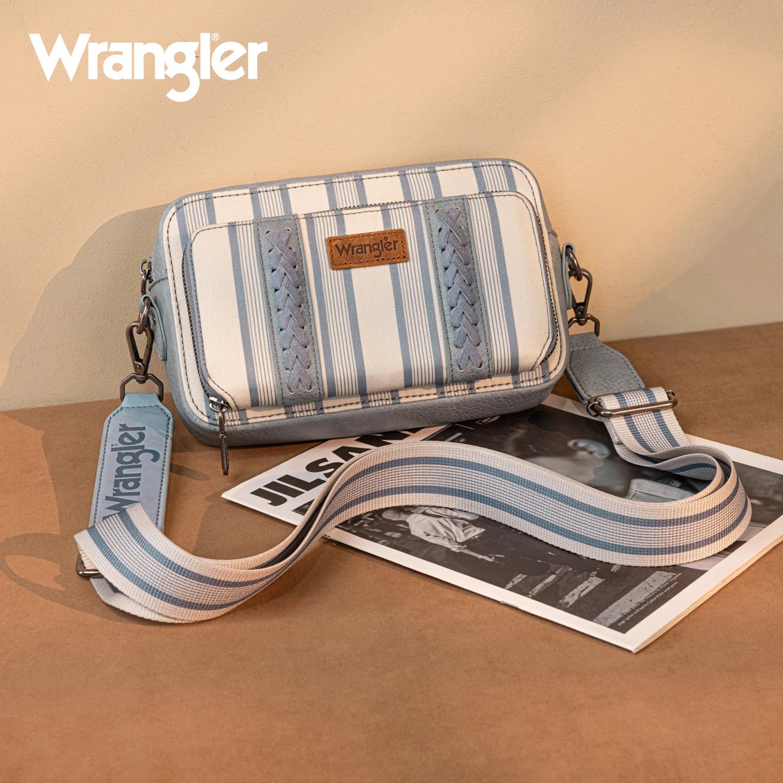 Sac à bandoulière Wrangler à rayures et imprimé avec compartiment portefeuille - Jean