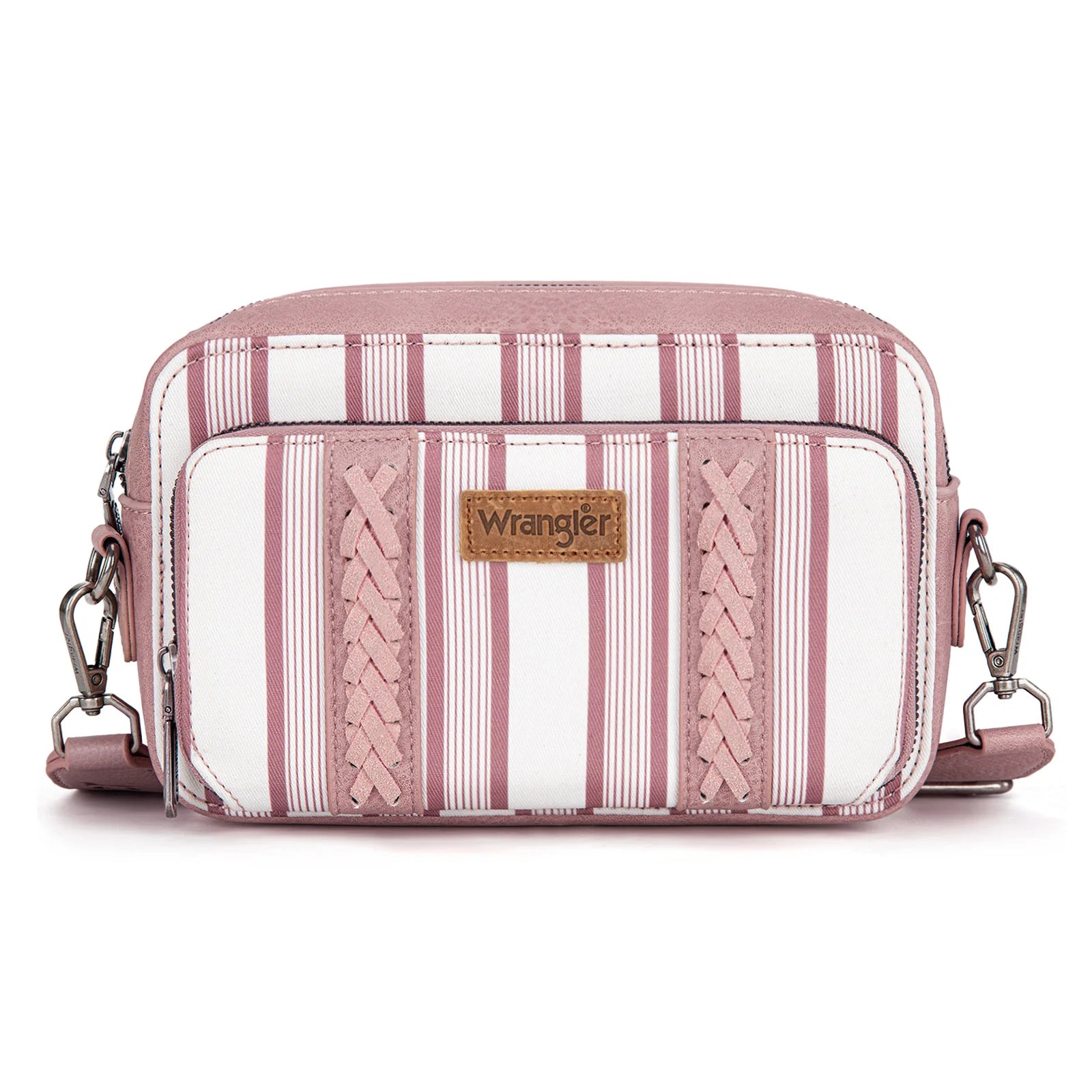 Sac à bandoulière Wrangler à rayures et imprimé avec compartiment portefeuille - Rose