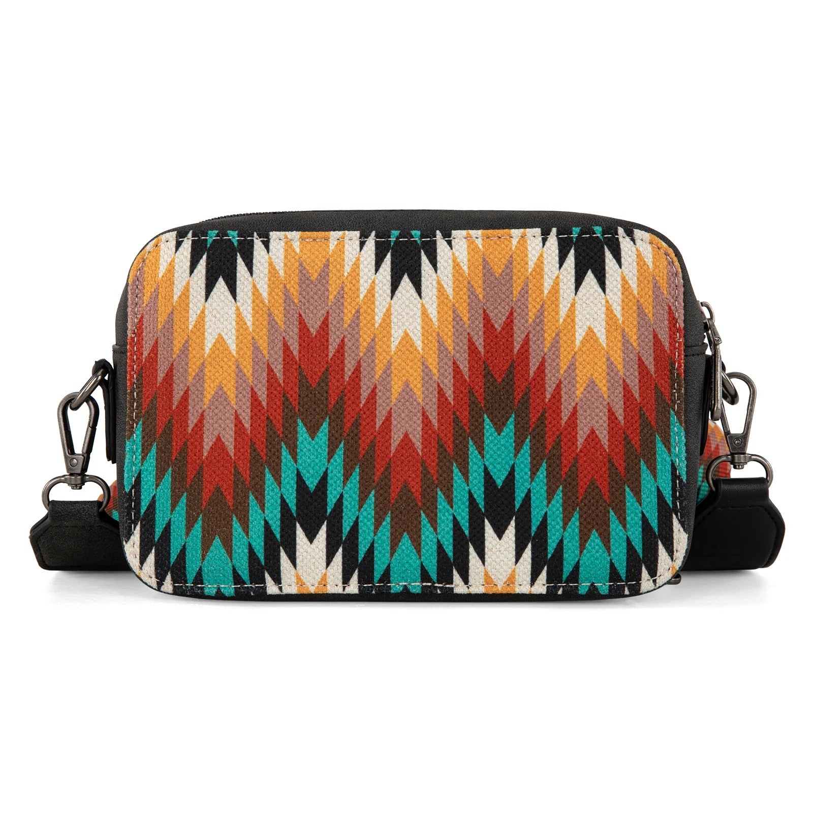 Sac à main Wrangler à bandoulière double face avec compartiment portefeuille et motif sud-ouest - Noir