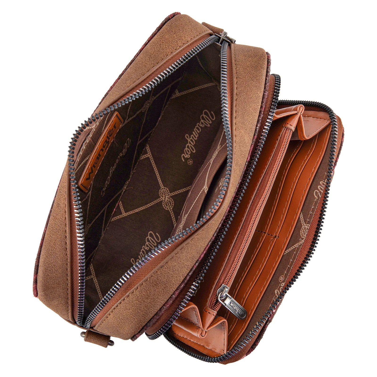 Sac à main Wrangler à bandoulière double face avec compartiment portefeuille et motif sud-ouest - Rose foncé