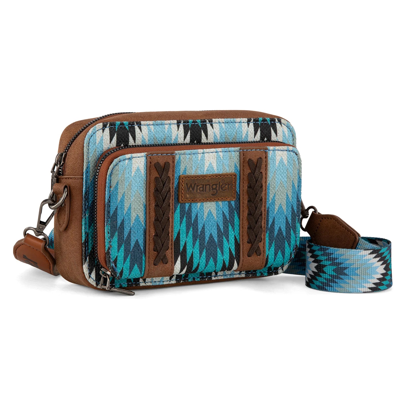 Sac bandoulière Wrangler double face à motif sud-ouest, avec compartiment intégré pour portefeuille - Jean
