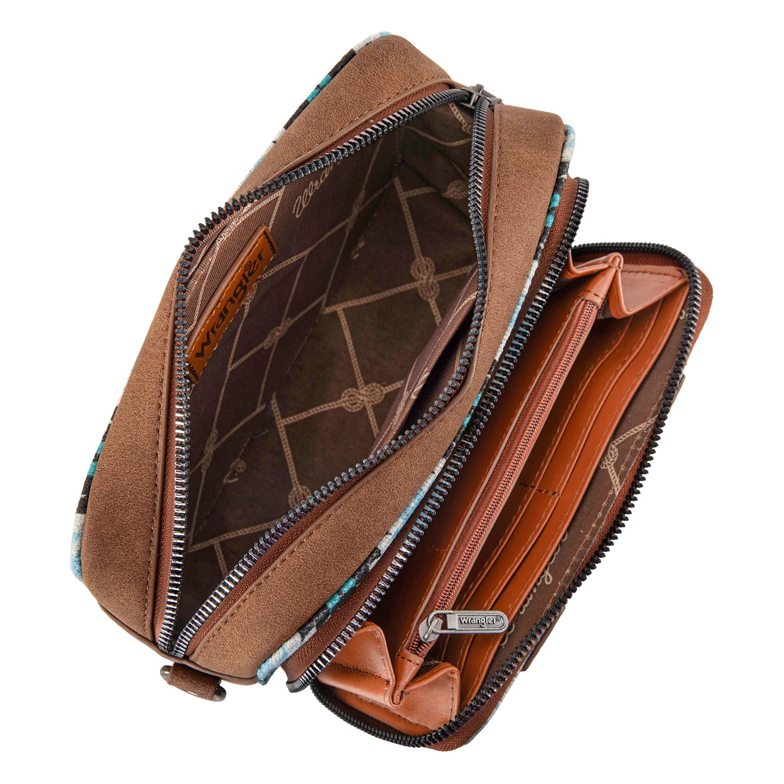 Sac bandoulière Wrangler double face à motif sud-ouest, avec compartiment intégré pour portefeuille - Jean