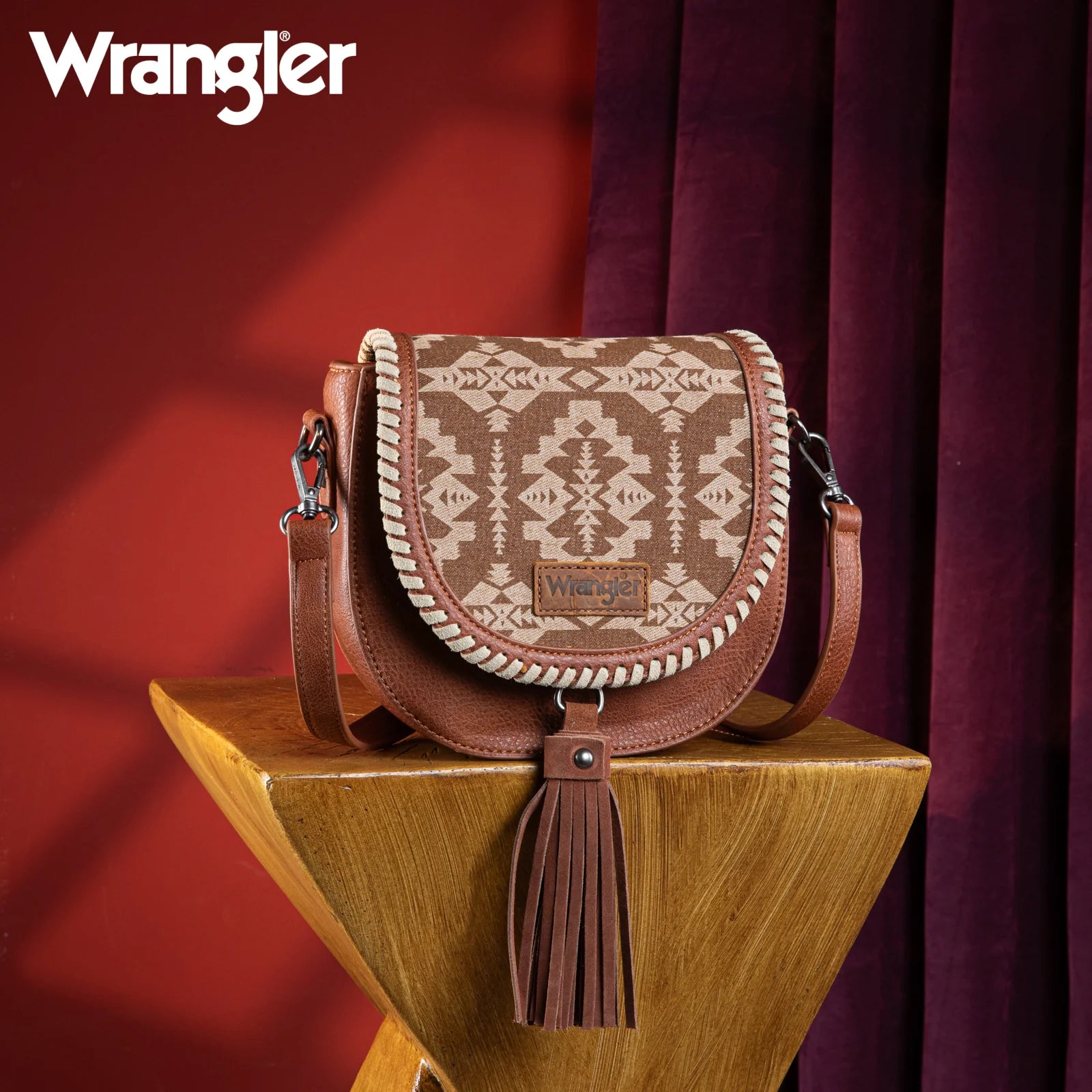 Sacoche de selle Wrangler à imprimé sud-ouest - Marron