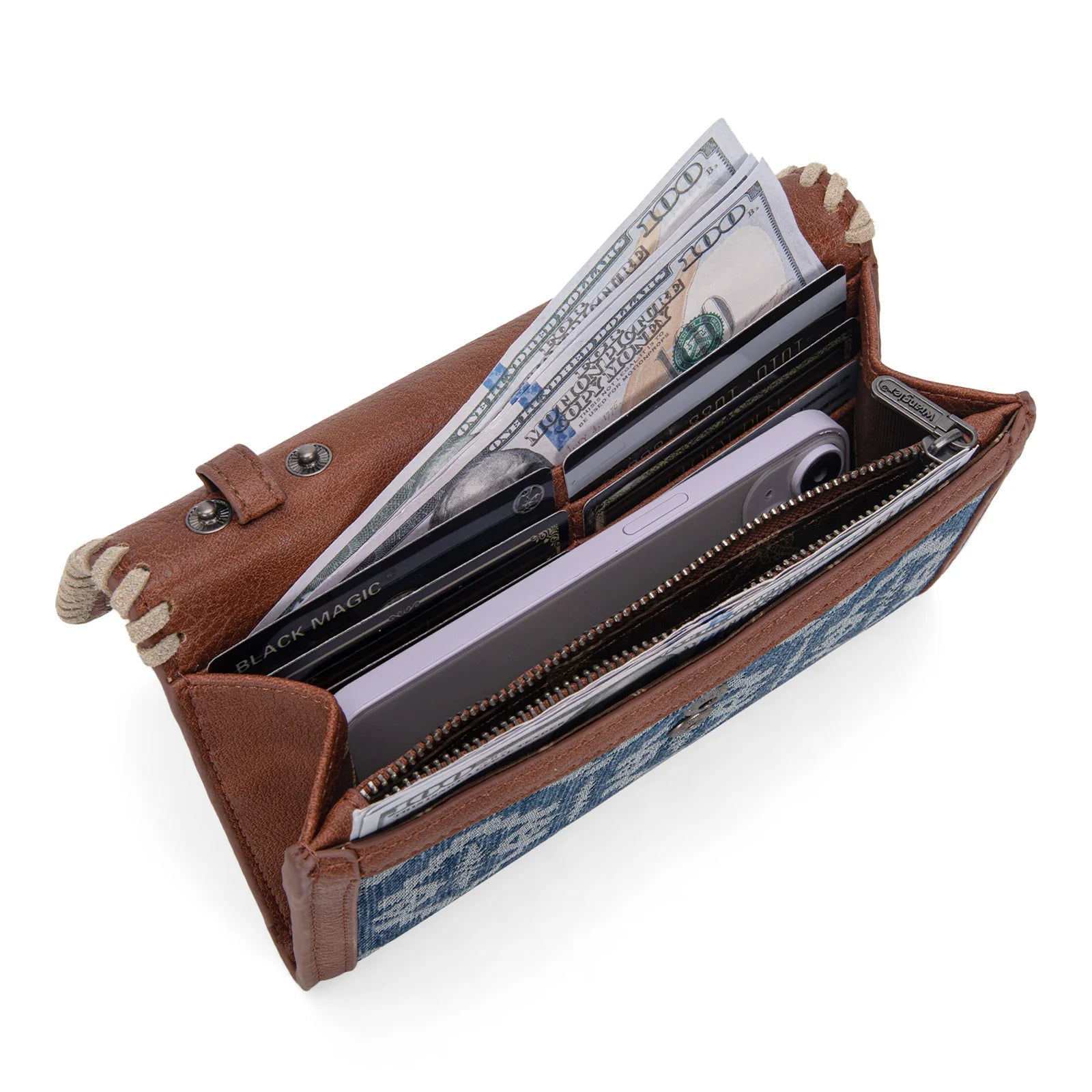 Portefeuille/sac bandoulière/pochette Wrangler motif sud-ouest - Jean