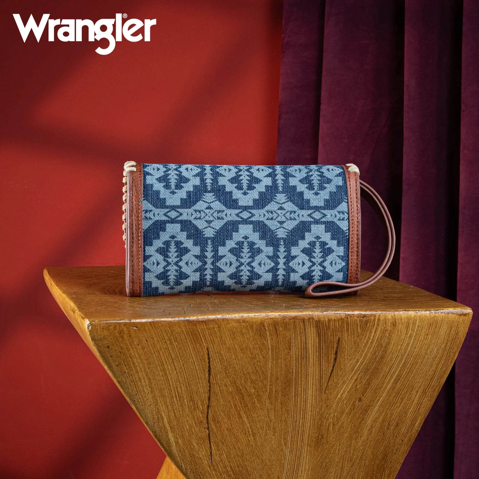 Portefeuille/sac bandoulière/pochette Wrangler motif sud-ouest - Jean