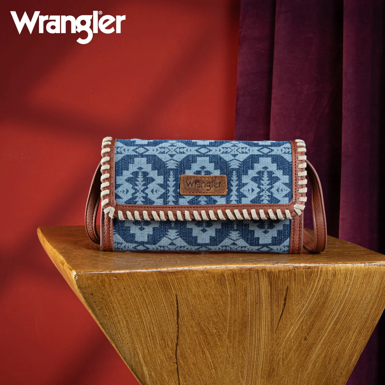 Portefeuille/sac bandoulière/pochette Wrangler motif sud-ouest - Jean