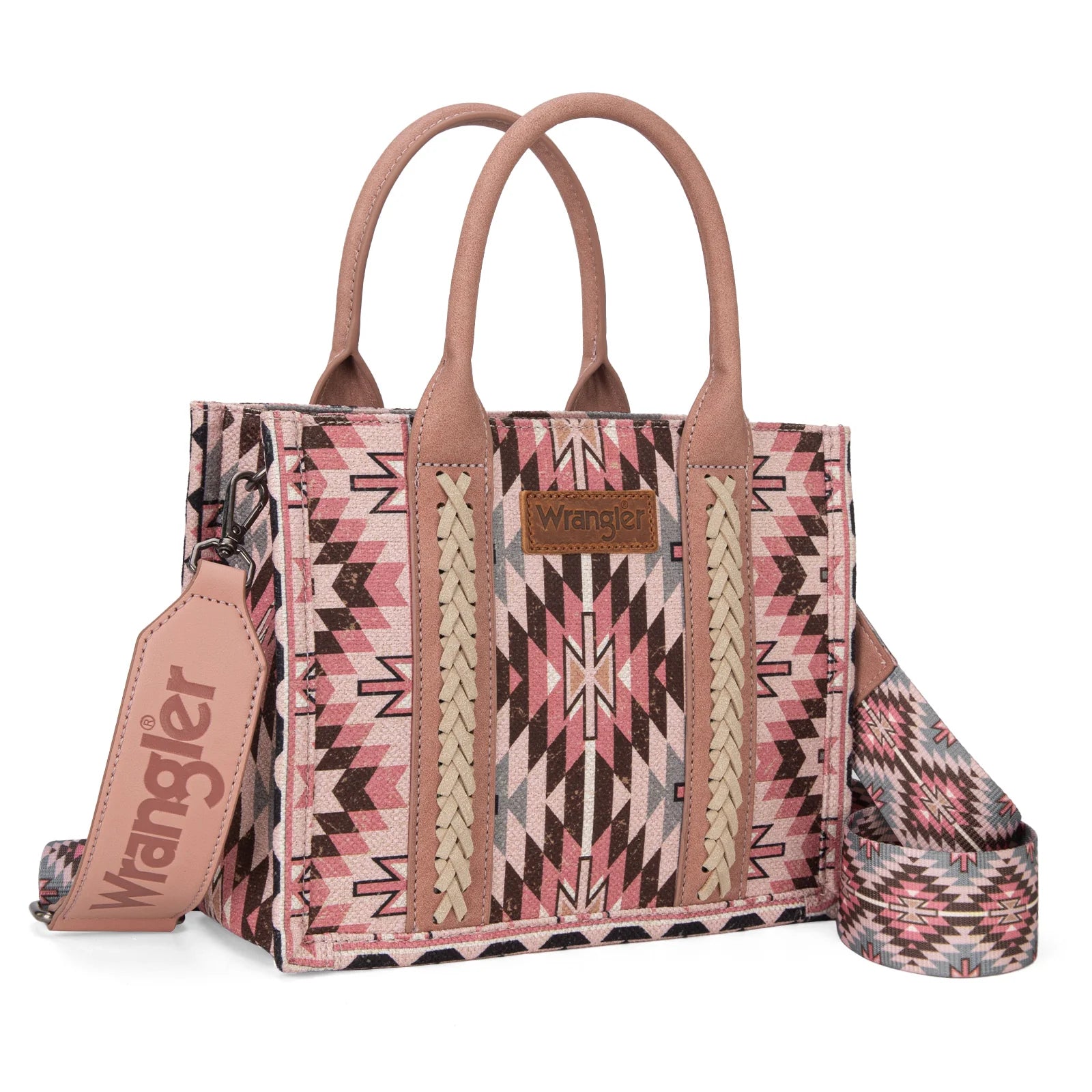 Sac cabas/sac à bandoulière Wrangler Southwestern motif recto verso - Rose foncé