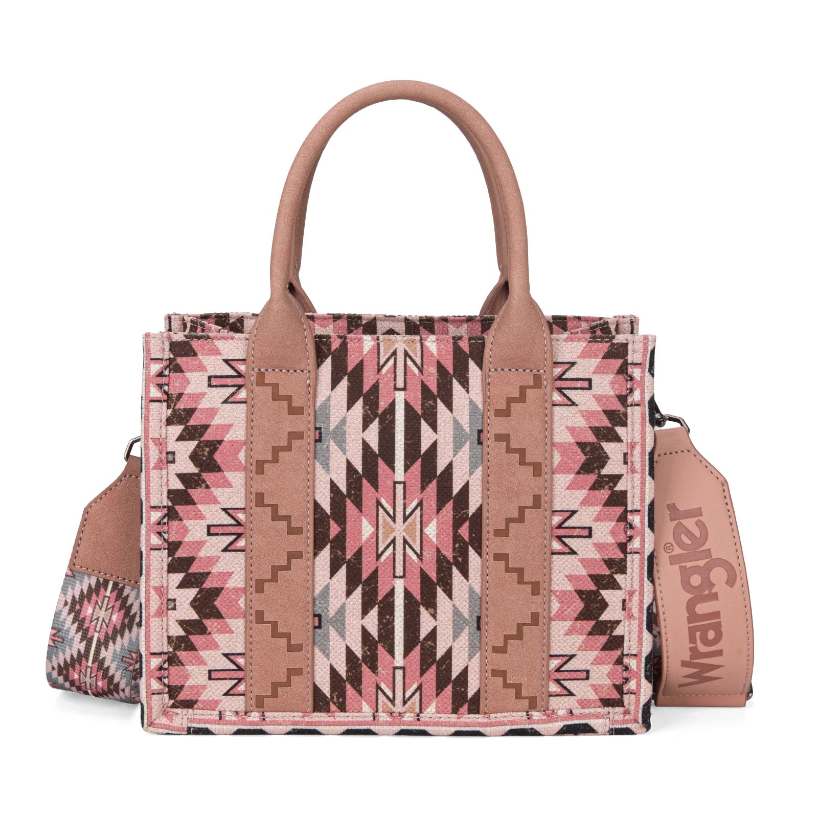 Sac cabas/sac à bandoulière Wrangler Southwestern motif recto verso - Rose foncé