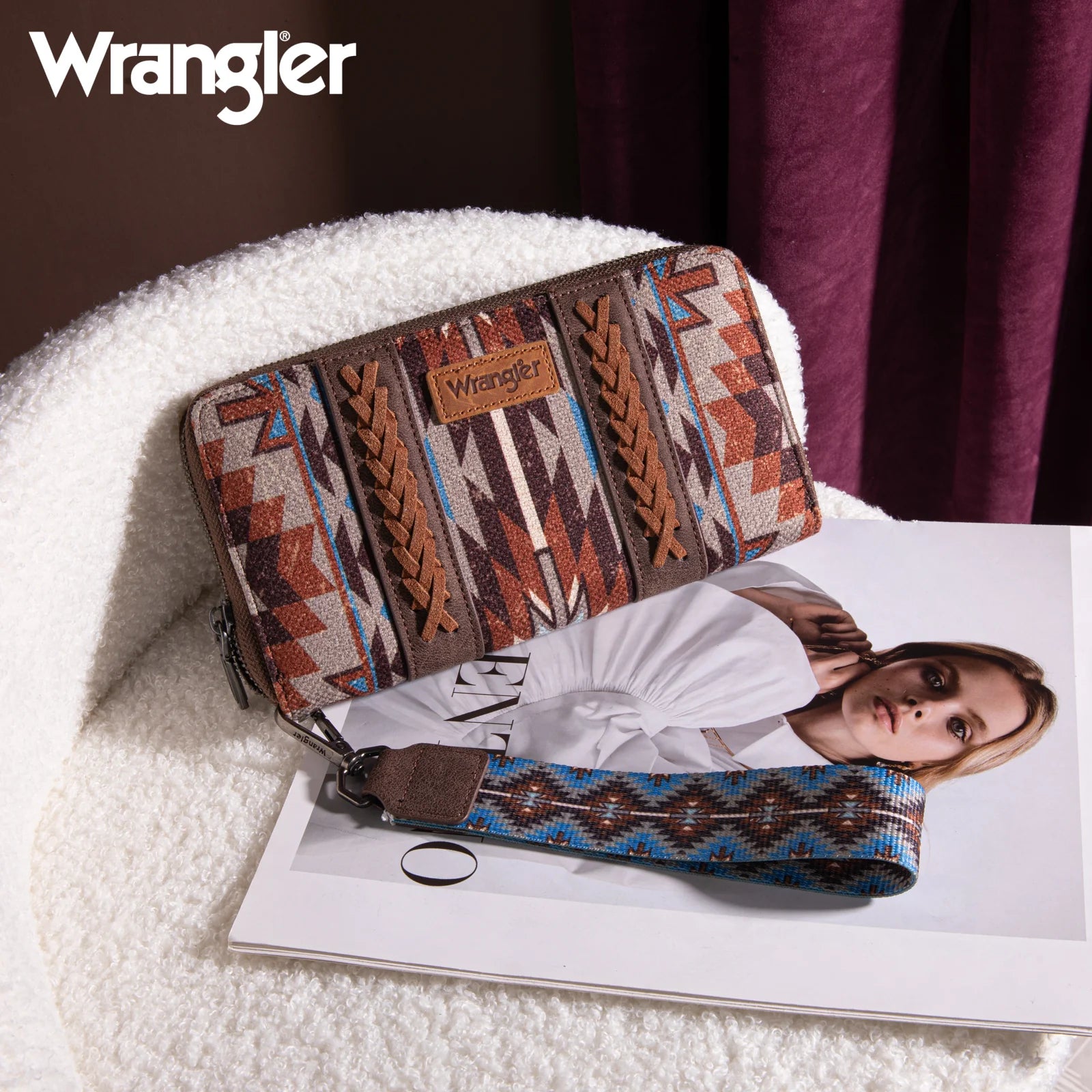 Portefeuille Wrangler sud-ouest Art Print - Café