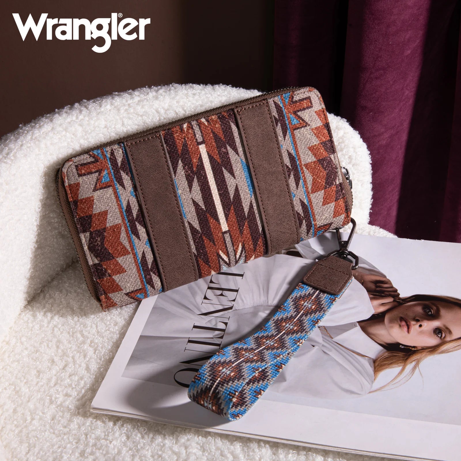 Portefeuille Wrangler sud-ouest Art Print - Café