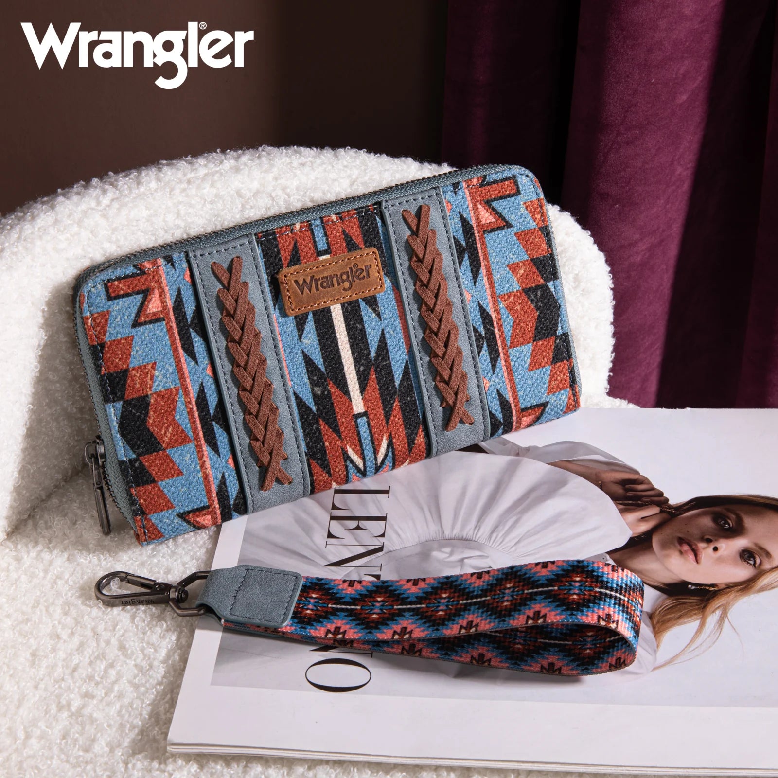 Portefeuille Wrangler sud-ouest Art Print - Bleu marine