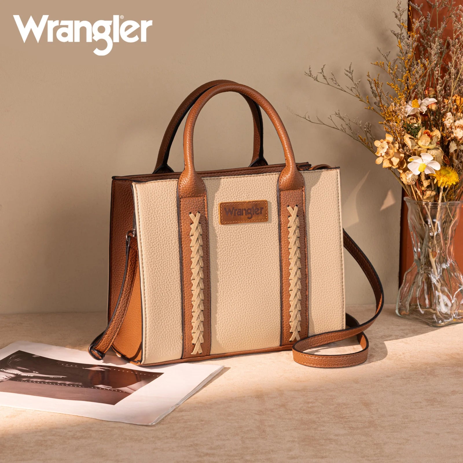 Sac fourre-tout en cuir Wrangler - Tan