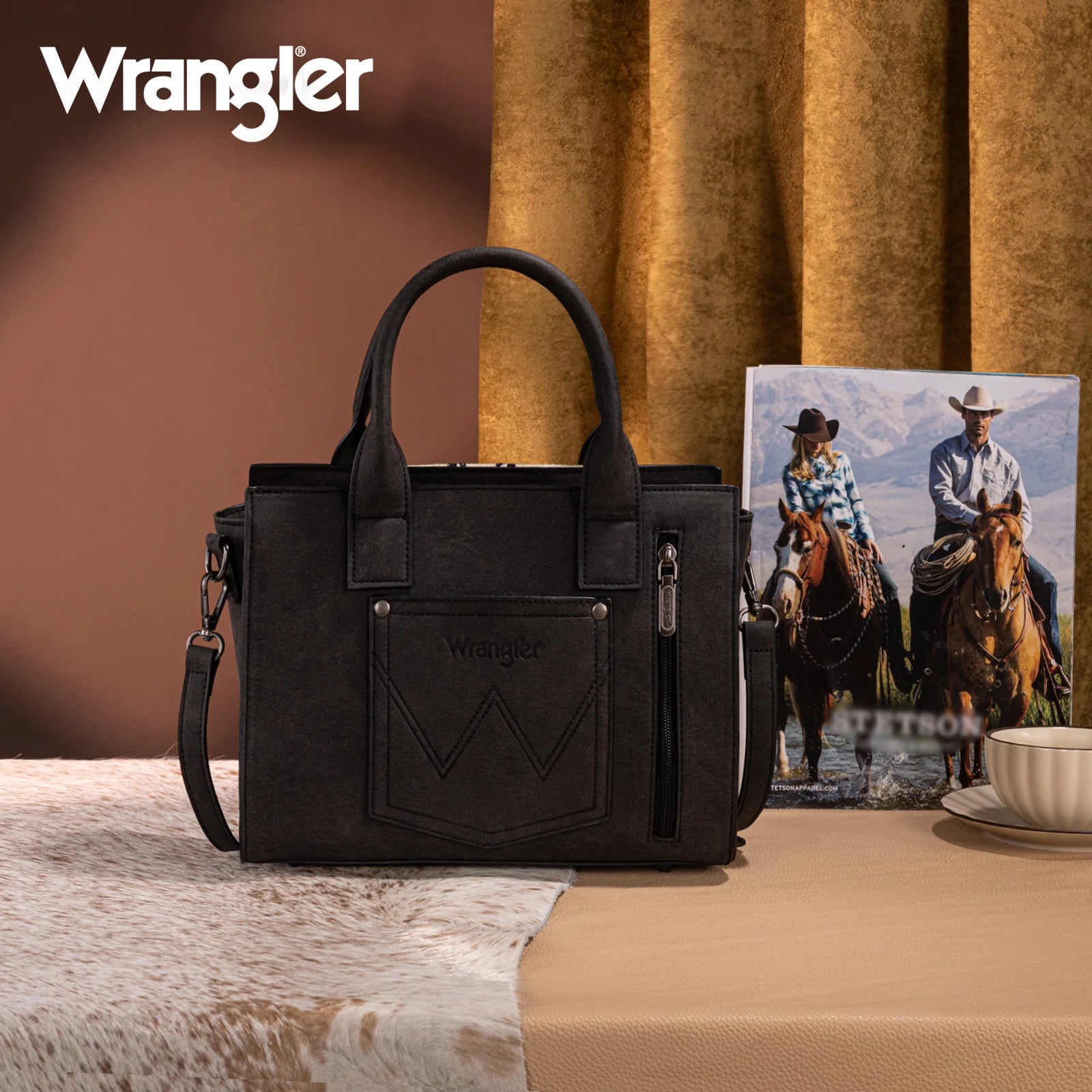 Sac fourre-tout/sac bandoulière dissimulé à imprimé aztèque Wrangler Tooled - Noir