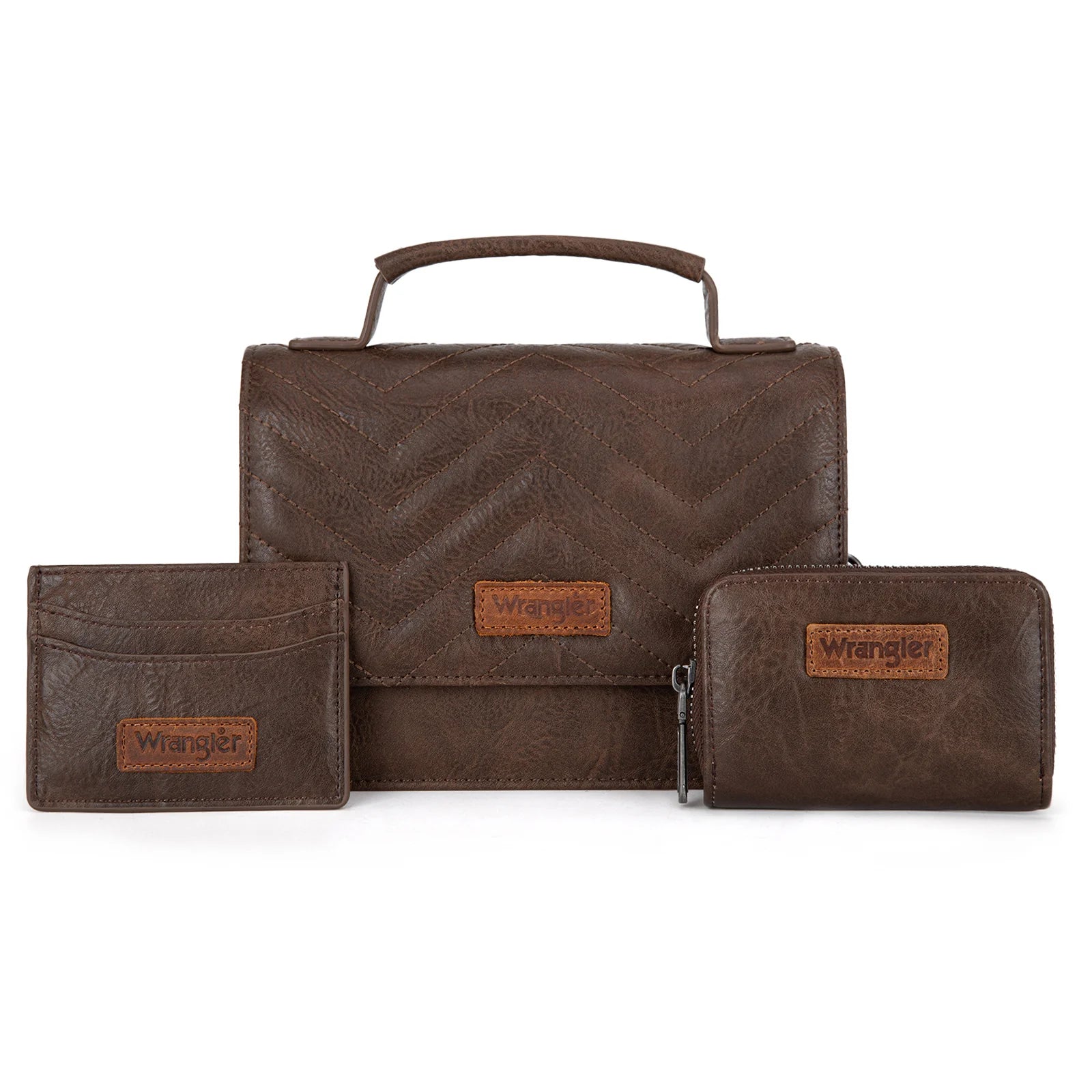 Ensemble 3 pièces Wrangler : mini sac bandoulière, portefeuille et porte-cartes à poignée supérieure - CF