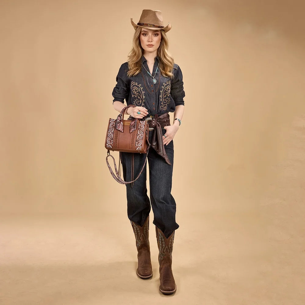 Wrangler Braided Paisley Bandana Tote Bag