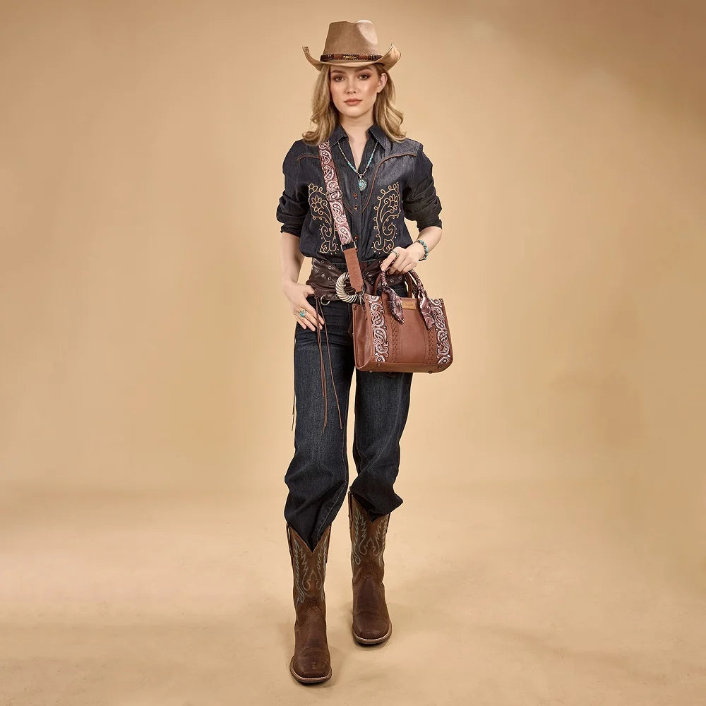 Wrangler Braided Paisley Bandana Tote Bag
