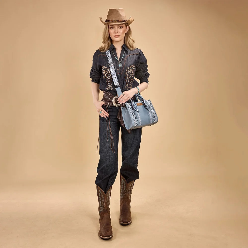 Wrangler Braided Paisley Bandana Tote Bag