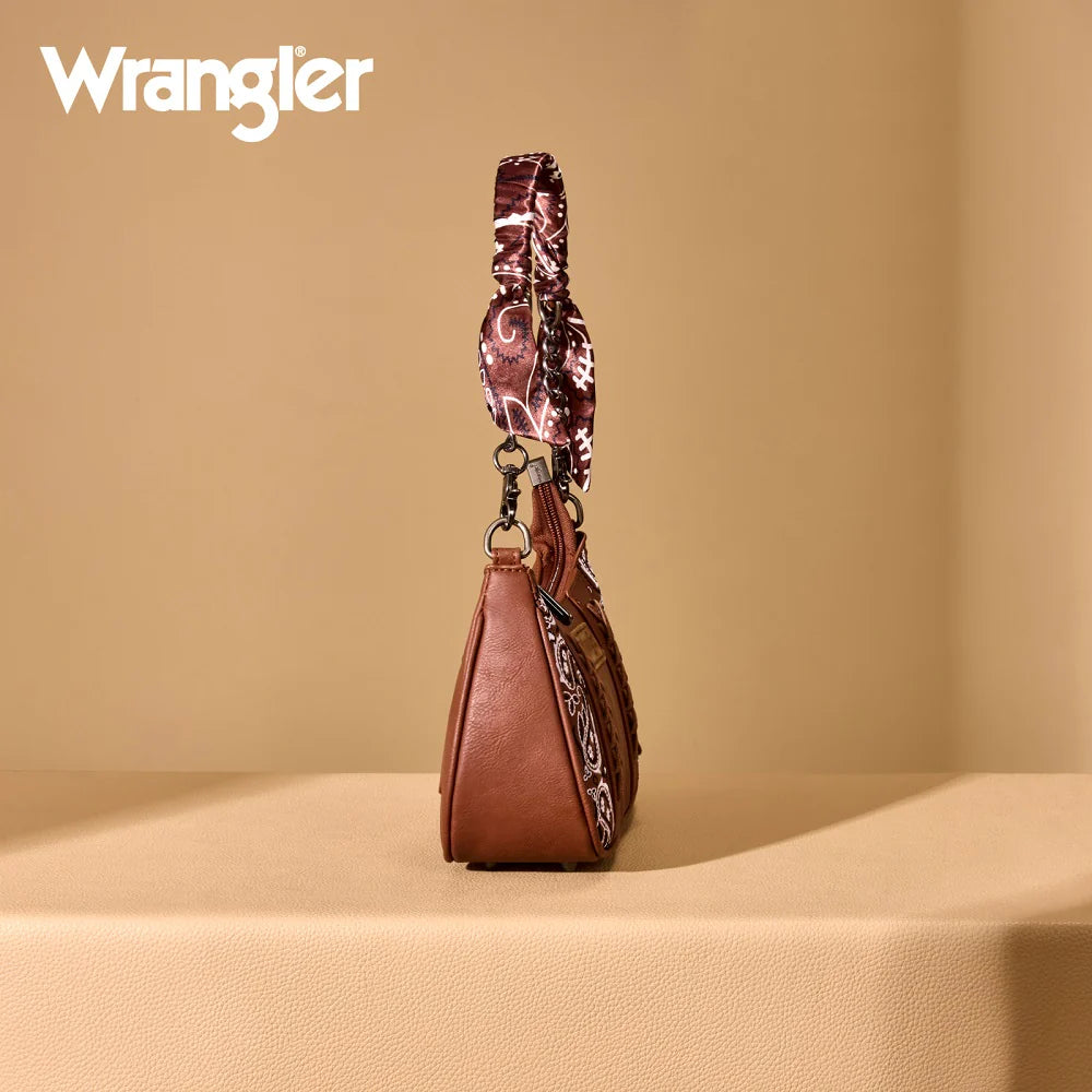 Wrangler Braided Paisley Bandana Shoulder Bag - Brown