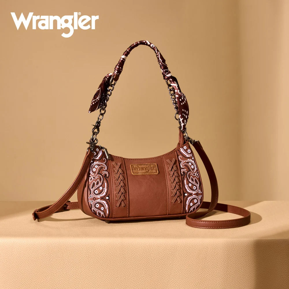 Wrangler Braided Paisley Bandana Shoulder Bag - Brown