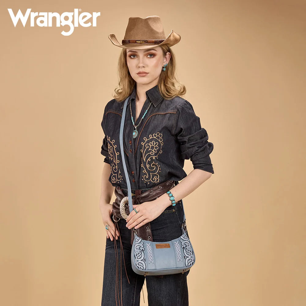 Wrangler Braided Paisley Bandana Shoulder Bag - Jean