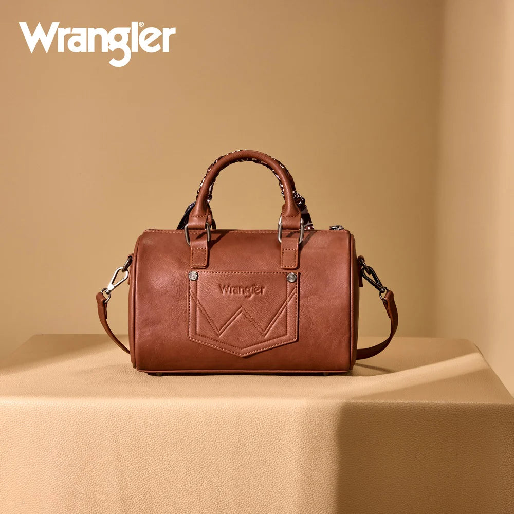 Wrangler Braided Paisley Bandana Boston Bag - Brown