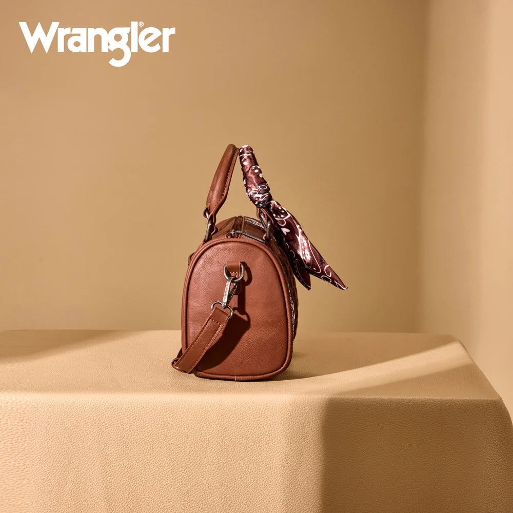 Wrangler Braided Paisley Bandana Boston Bag - Brown