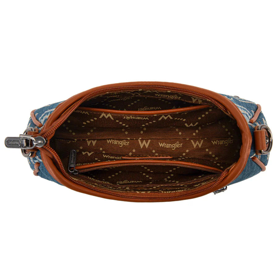 Wrangler Aztec Studded Denim Shoulder Bag with Mini Pouch - Jean