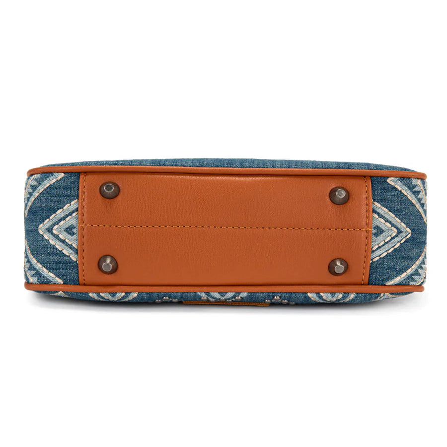 Wrangler Aztec Studded Denim Shoulder Bag with Mini Pouch - Jean