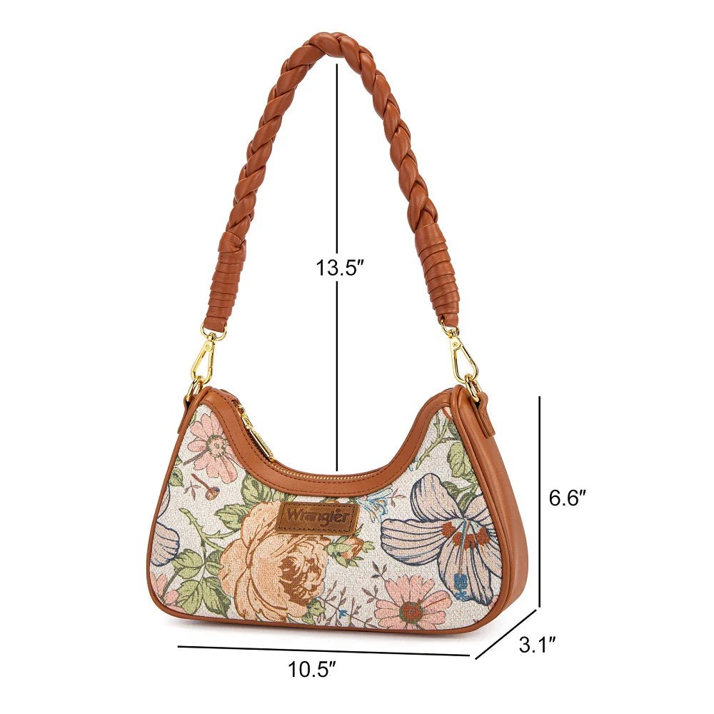 Wrangler Floral Print Braided Hobo Bag - Brown