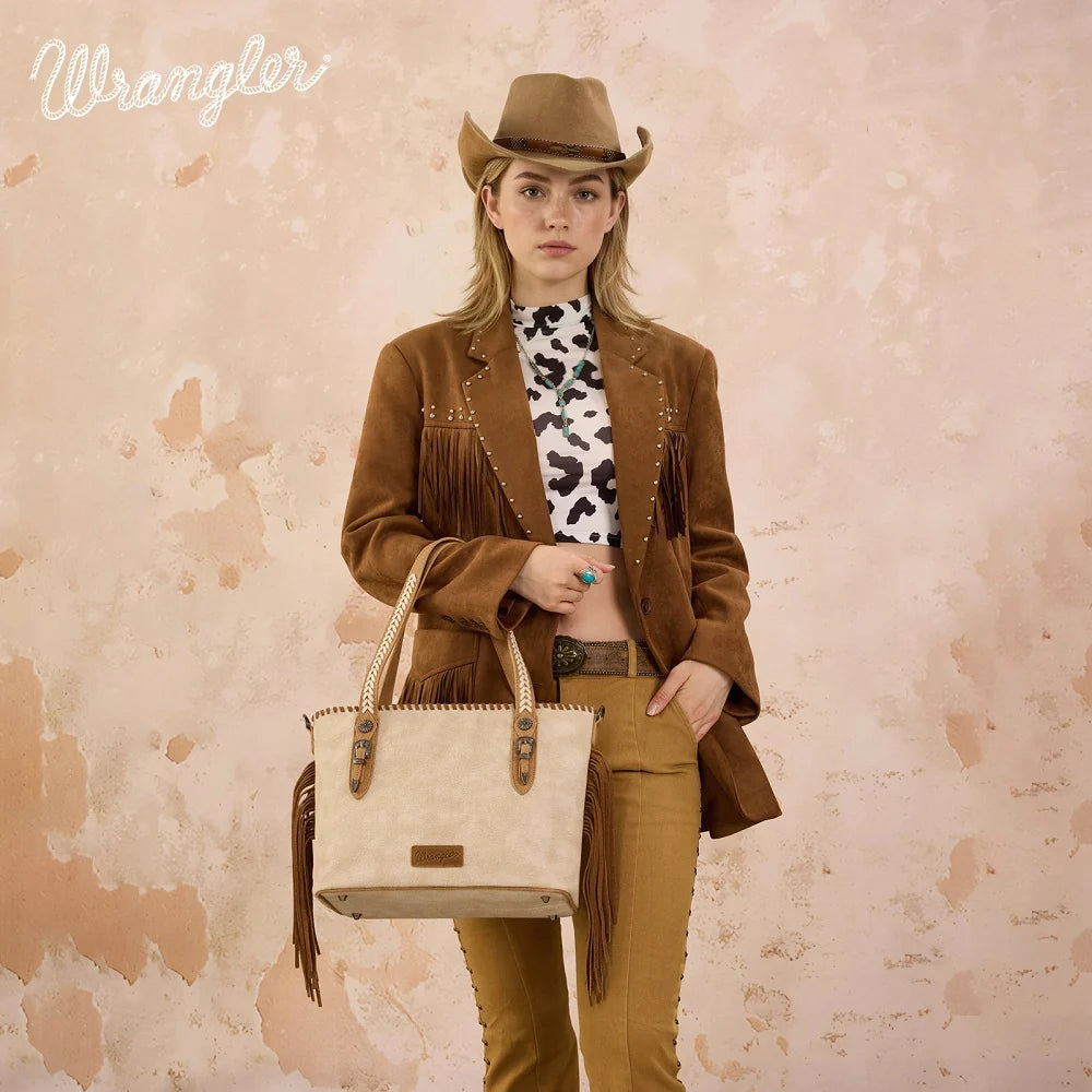 Wrangler Braided Tassel Tote Bag