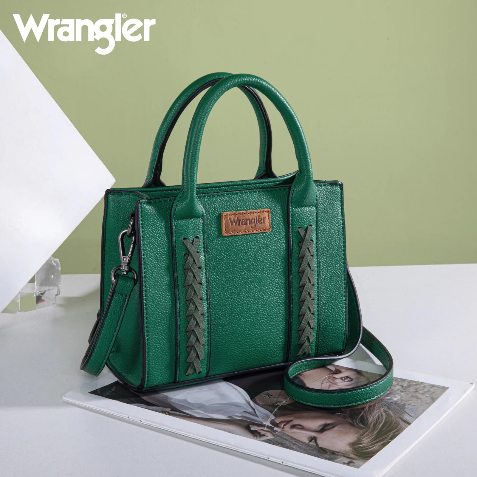 Mini sac cabas/sac bandoulière Wrangler Whipstitch - Vert foncé